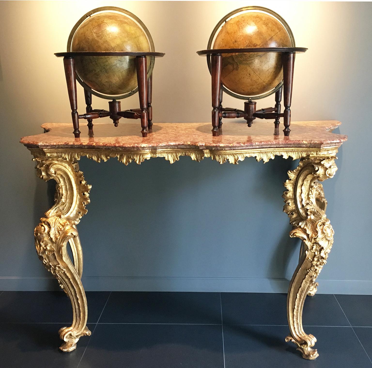 Pair of English 12-inch Globes by William Harris, London, 1832 and 1835 For Sale 12