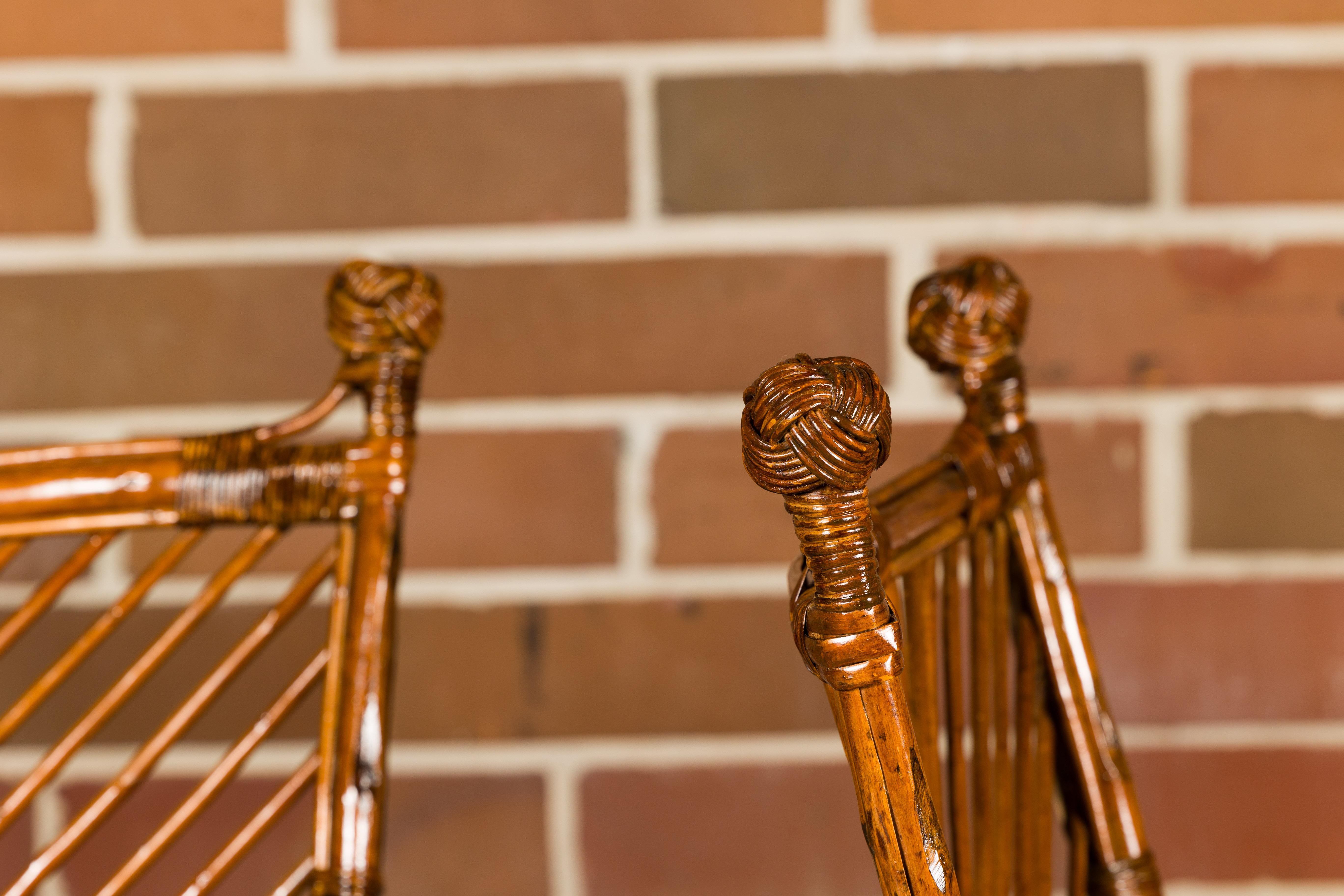 Pair of English 1890-1920s Bamboo and Rattan Chairs with Custom Cushions For Sale 12