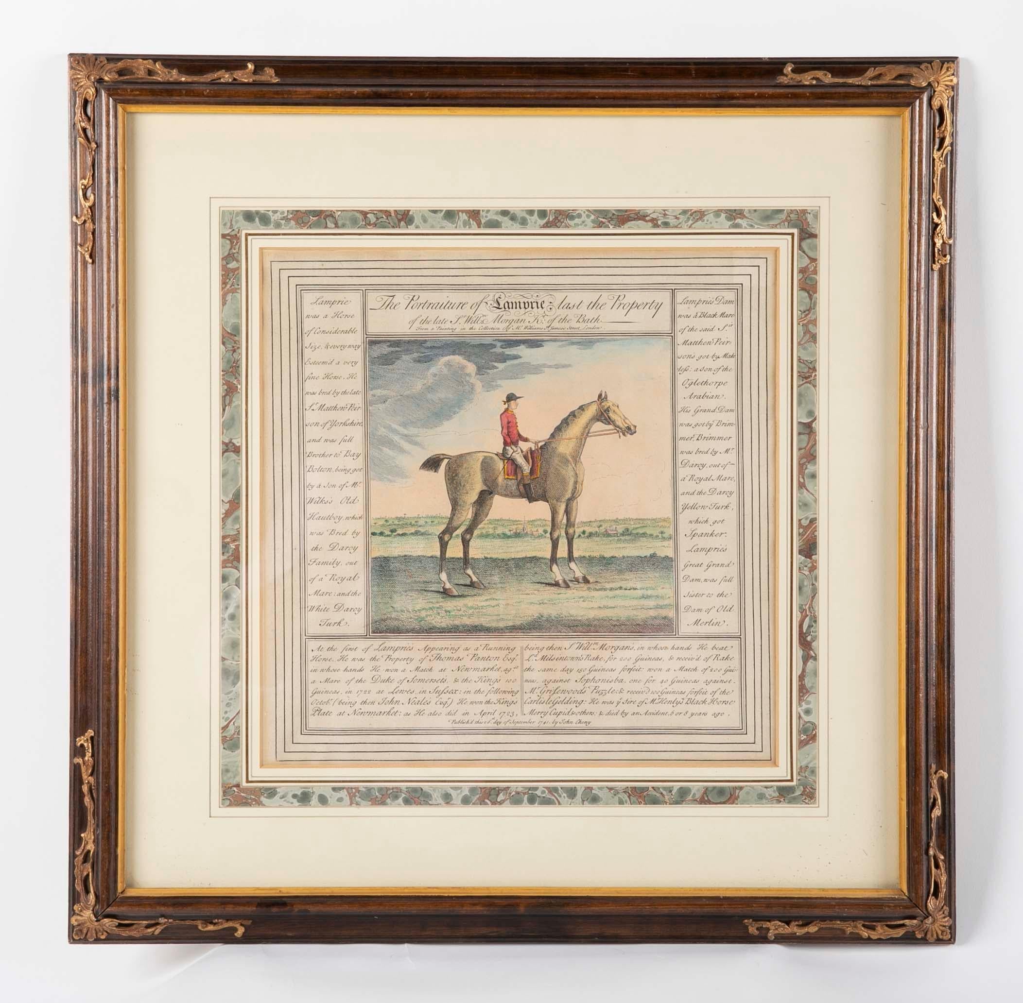 Pair of English 18th Century Hand Colored Equestrian Prints 1