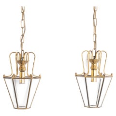 Pair of English 1940’s Diminutive Brass Lanterns
