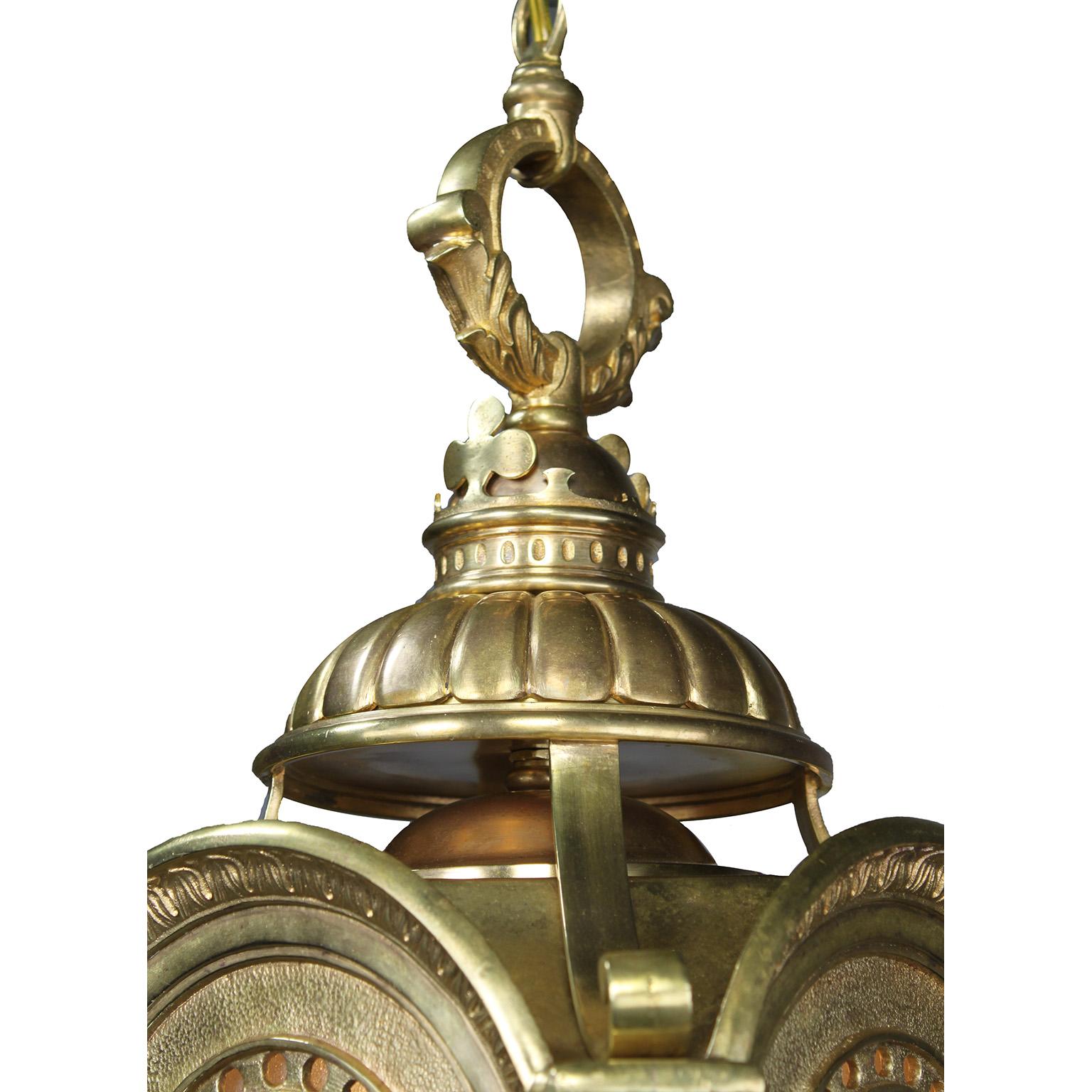 Paar englische Brigg-Laternen aus vergoldeter Bronze aus dem 19. und 20. Jahrhundert – große Schiffslaterne  (Frühes 20. Jahrhundert) im Angebot