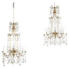 Antique Pair of English 19th Century Ex Gas Chandeliers, by Faraday & Sons.