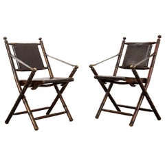 Pair of English 19th Century Folding Campaign Chairs