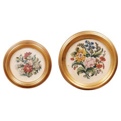 Pair of English 19th Century Framed Needlepoint Tapestry Floral Wall Hangings