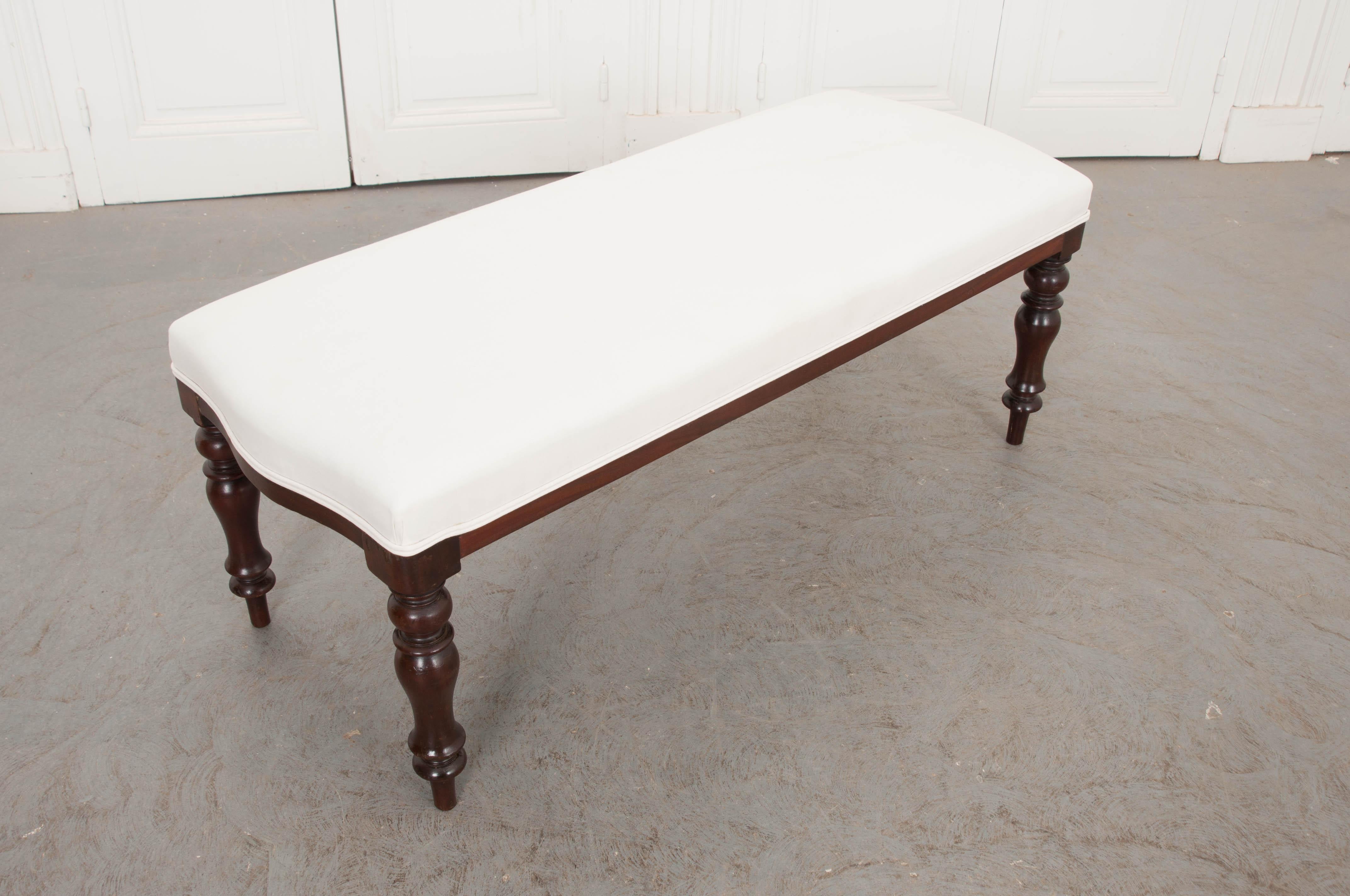 Pair of English 19th Century George III Mahogany Upholstered Benches 11