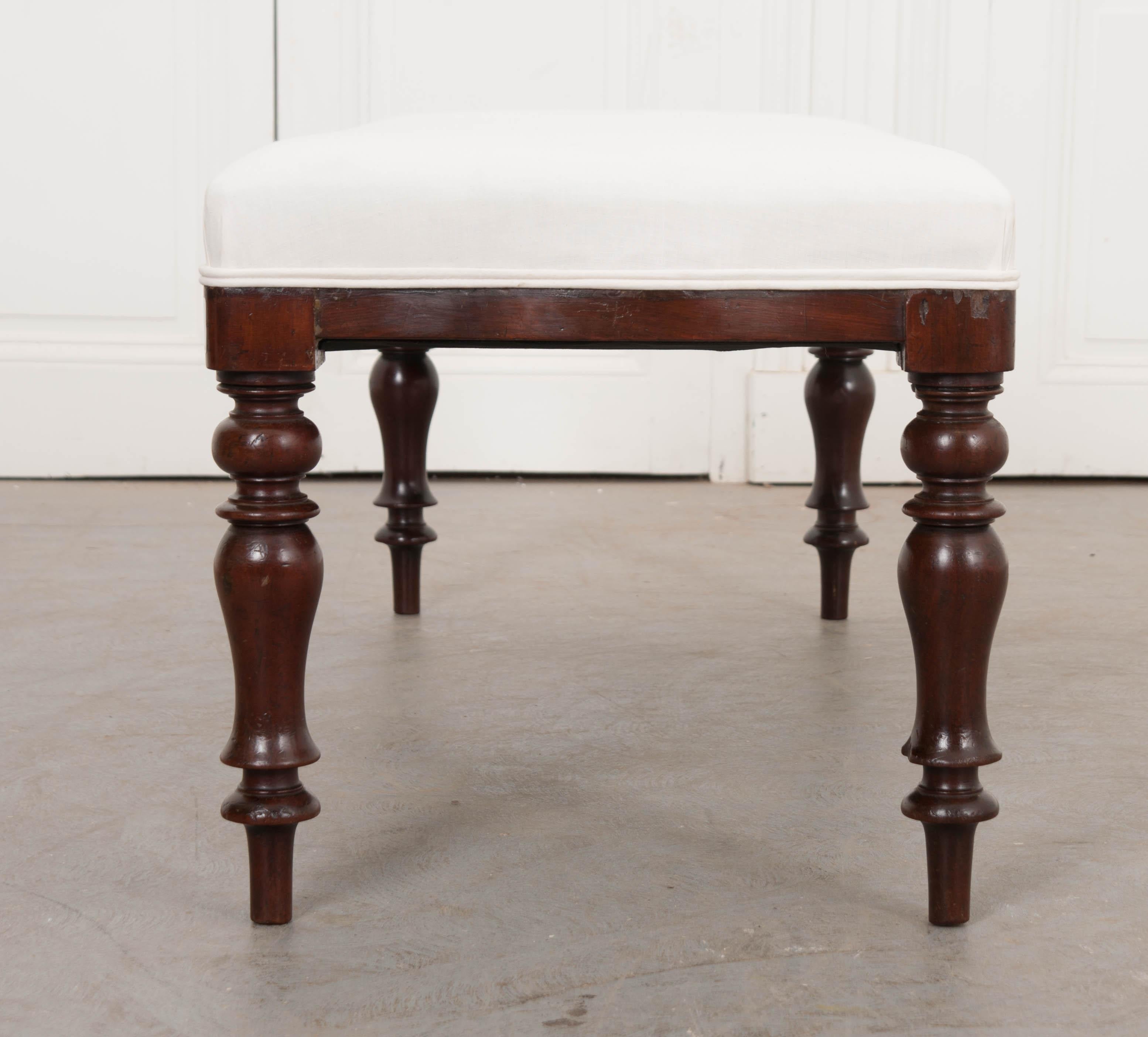 Pair of English 19th Century George III Mahogany Upholstered Benches 14