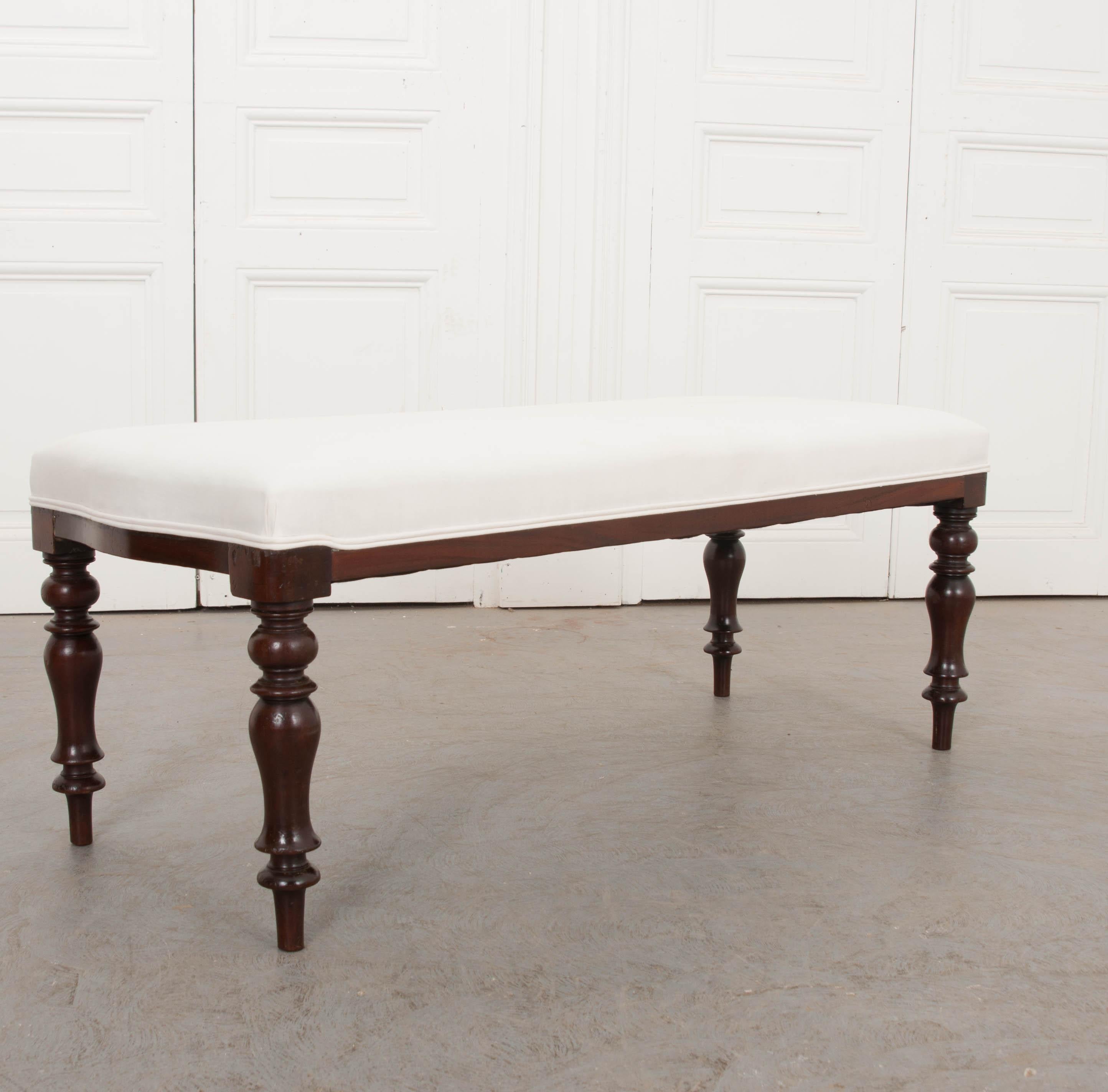 Pair of English 19th Century George III Mahogany Upholstered Benches 15