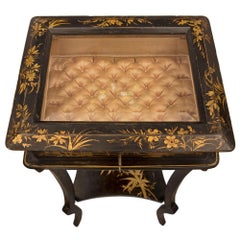 Pair of English 19th Century Japanese Black Lacquered Display Side Tables