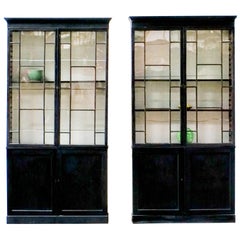 Antique Pair of English 19th Century Library Cabinet Bookcases