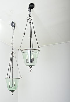 Pair of English 19th Century Melon Cloche Lanterns