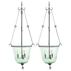 Antique Pair of English 19th Century Melon Cloche Lanterns