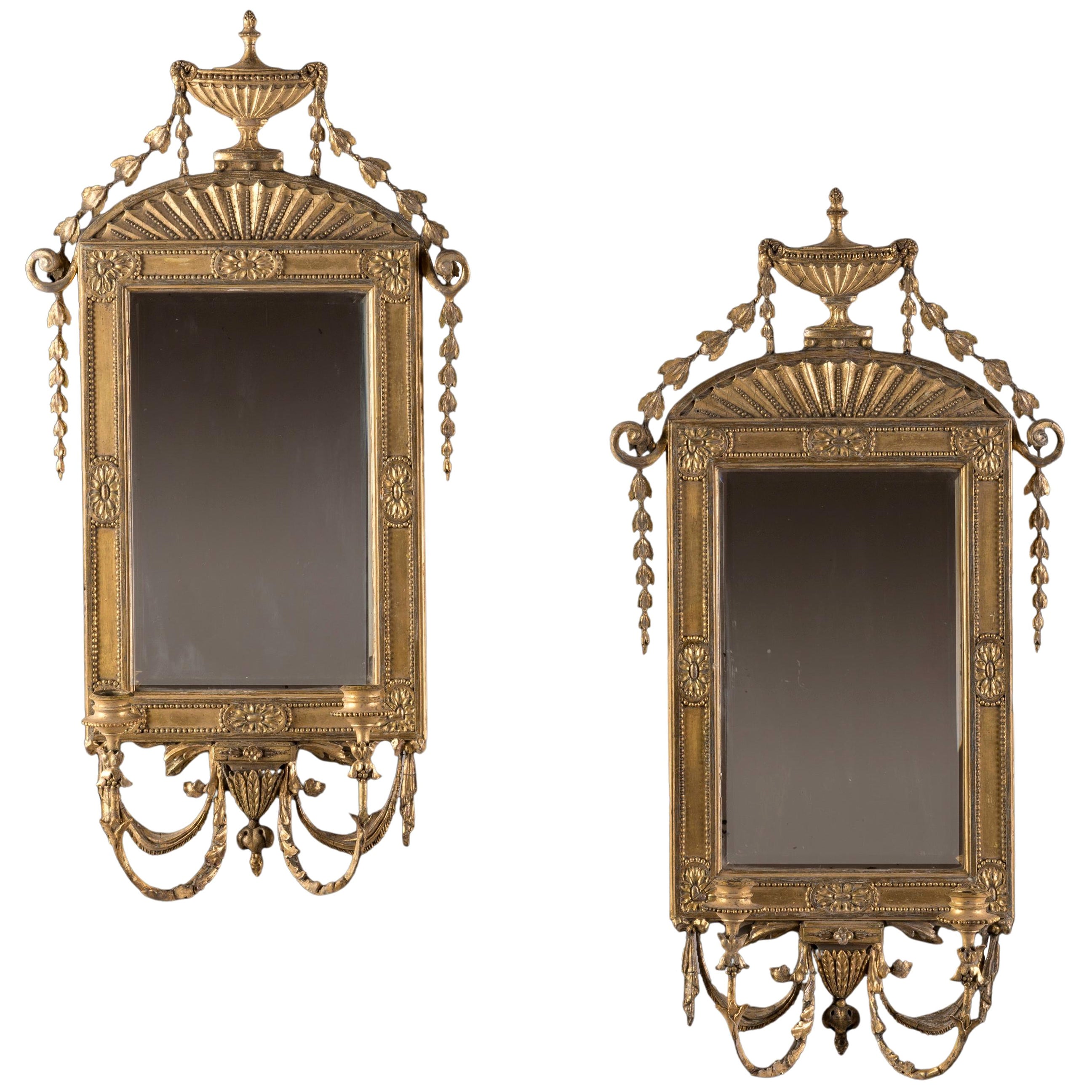Pair of English 19th Century Neoclassical Girandoles in the style of Robert Adam