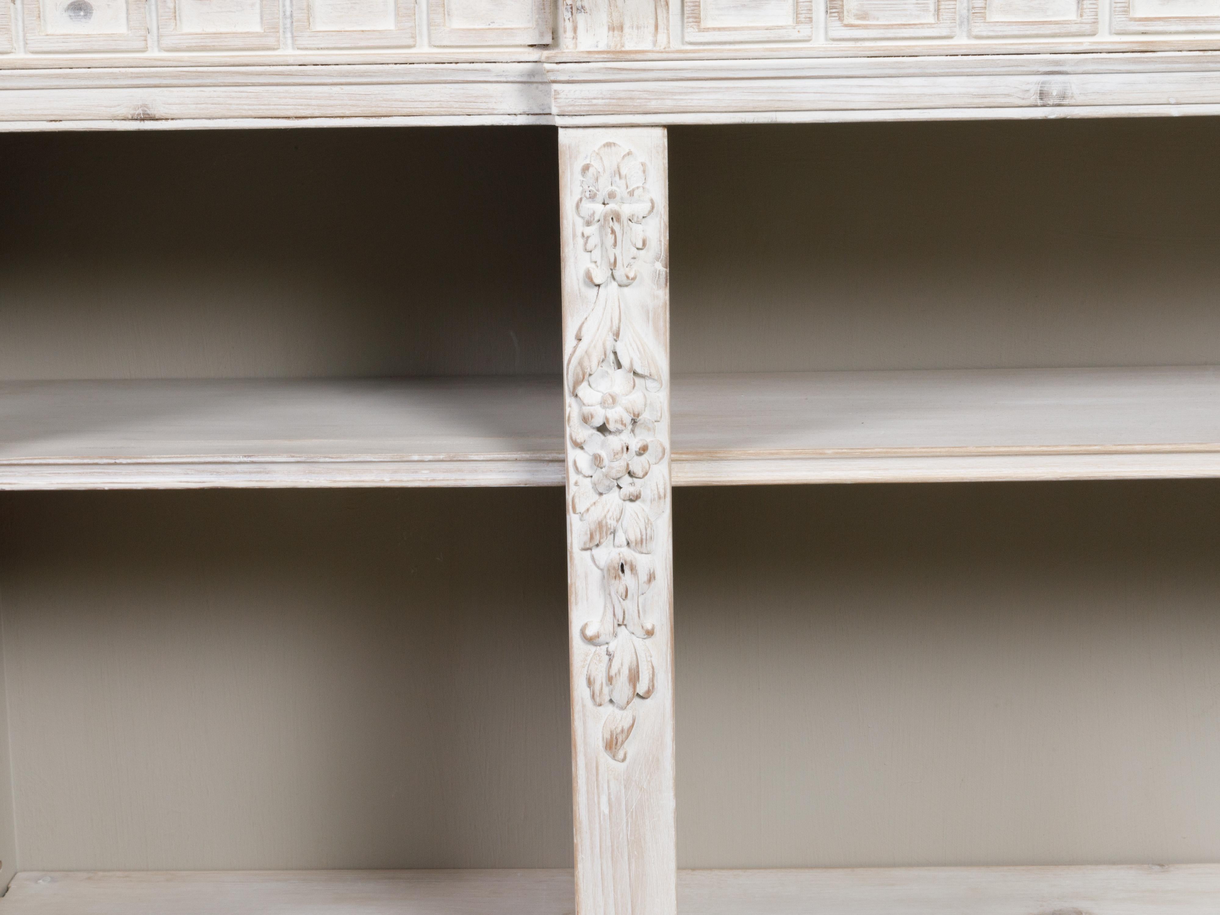 Pair of English 19th Century Neoclassical Style Painted and Carved Pine Shelves For Sale 1