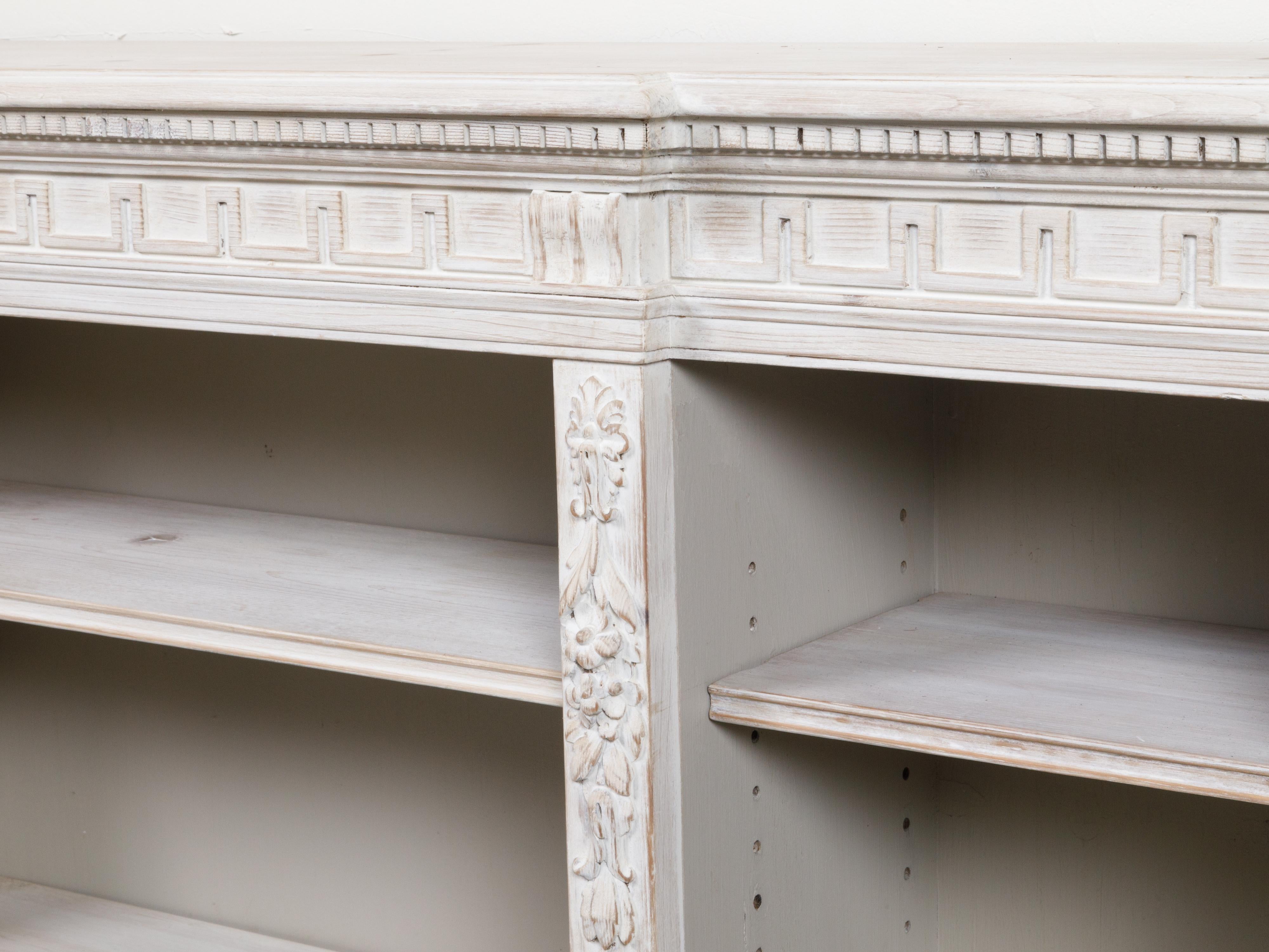 Pair of English 19th Century Neoclassical Style Painted and Carved Pine Shelves For Sale 3