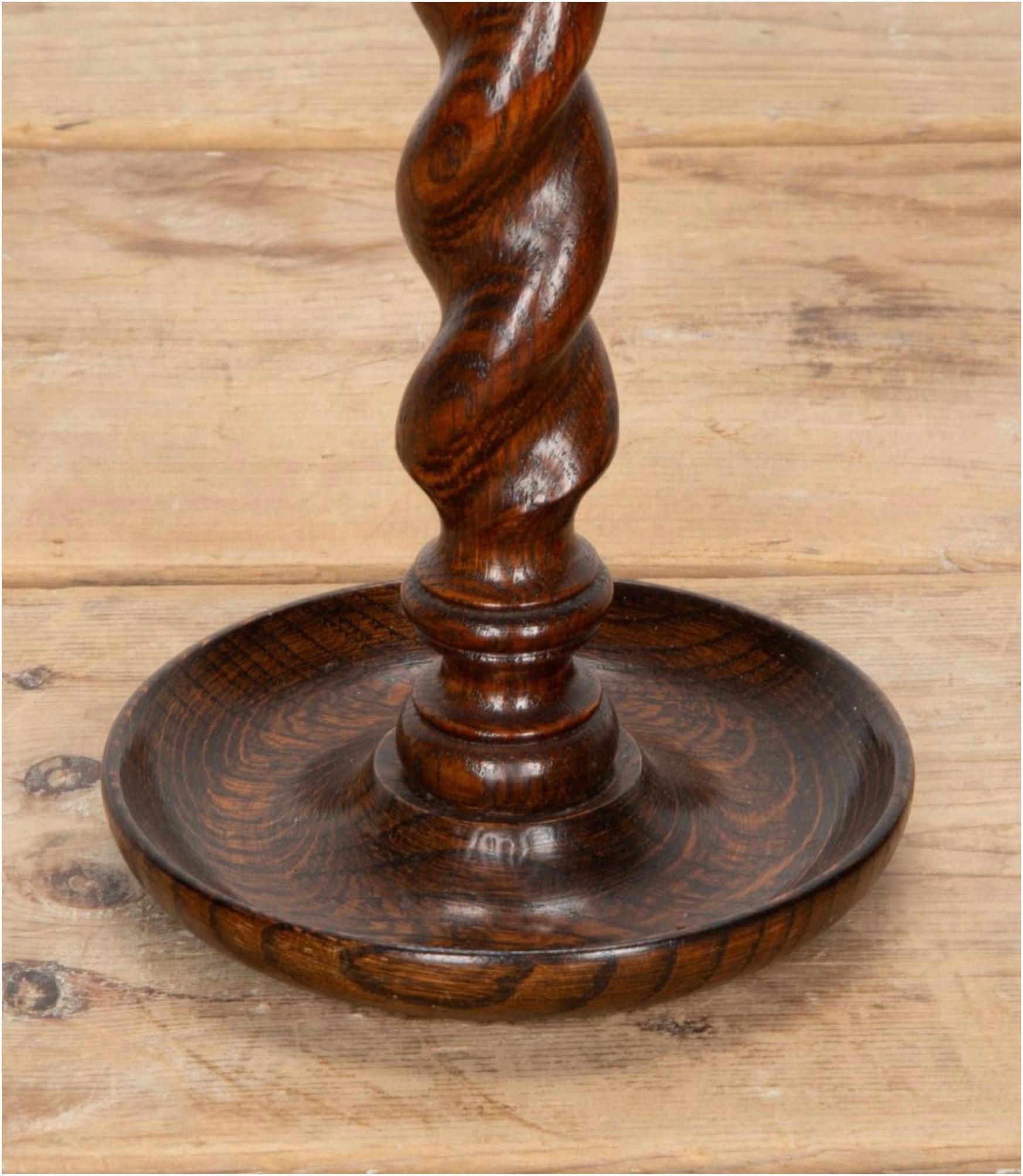 Pair of English 19th Century Oak Candlesticks 2
