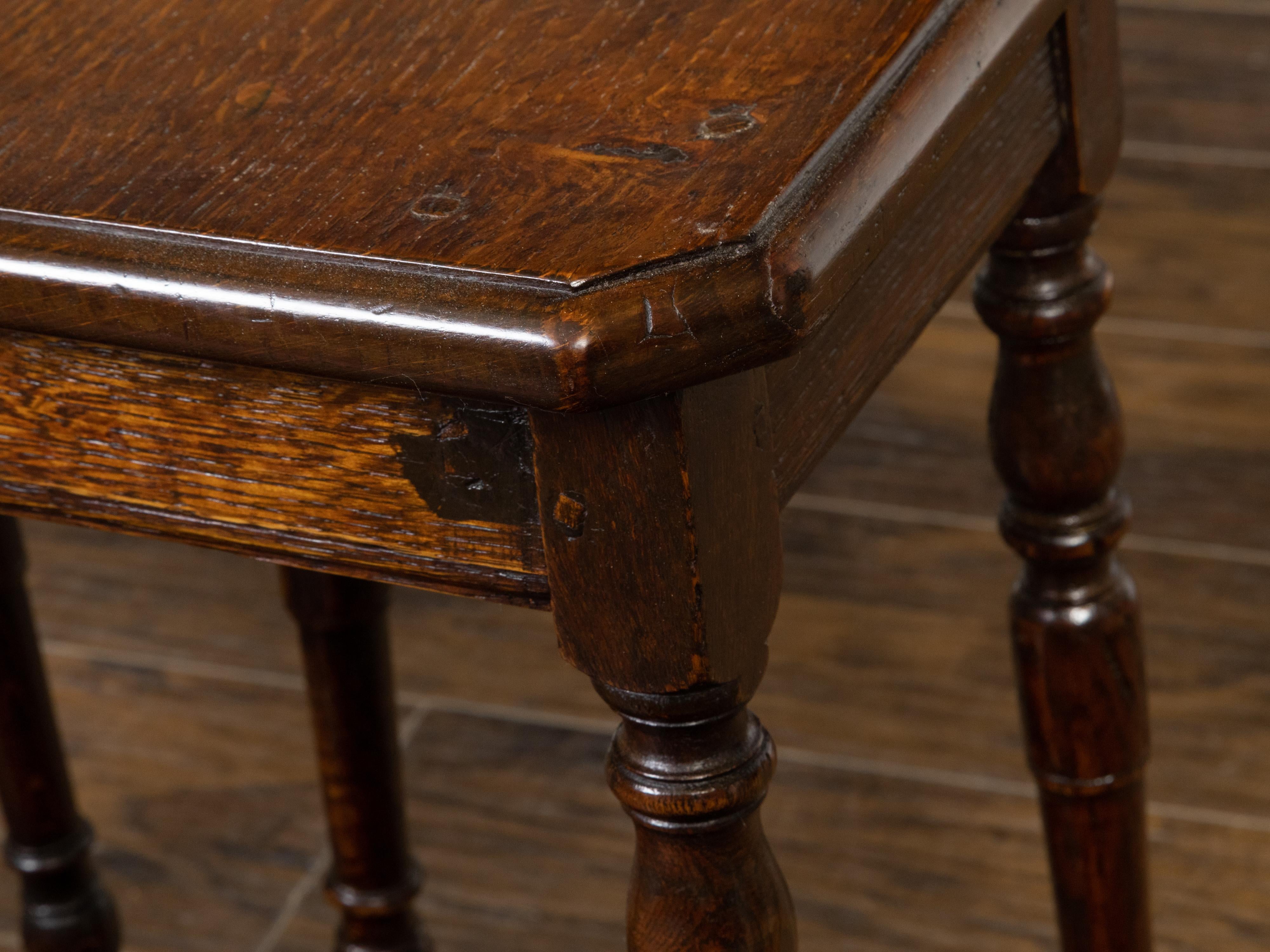 Pair of English 19th Century Oak Joint Stools with Turned Legs and Stretchers 7