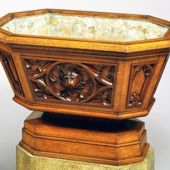 Coppia di frigoriferi per vino in Oak inglesi del XIX secolo in stile gotico