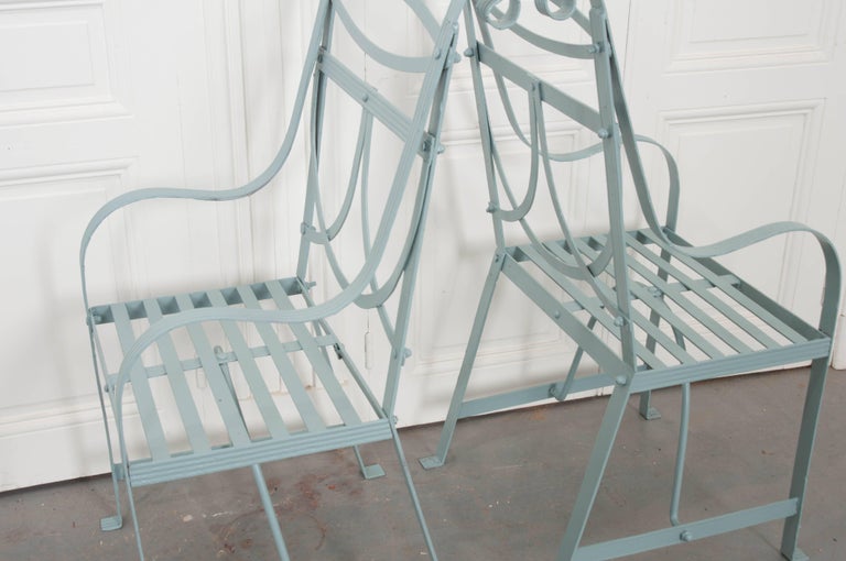 Pair of English 19th Century Painted Regency Garden Chairs at 1stDibs
