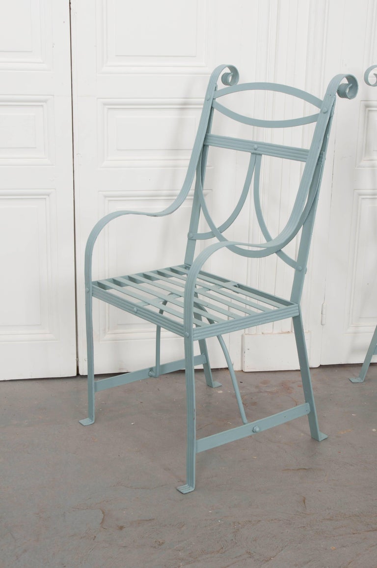 Pair of English 19th Century Painted Regency Garden Chairs at 1stDibs