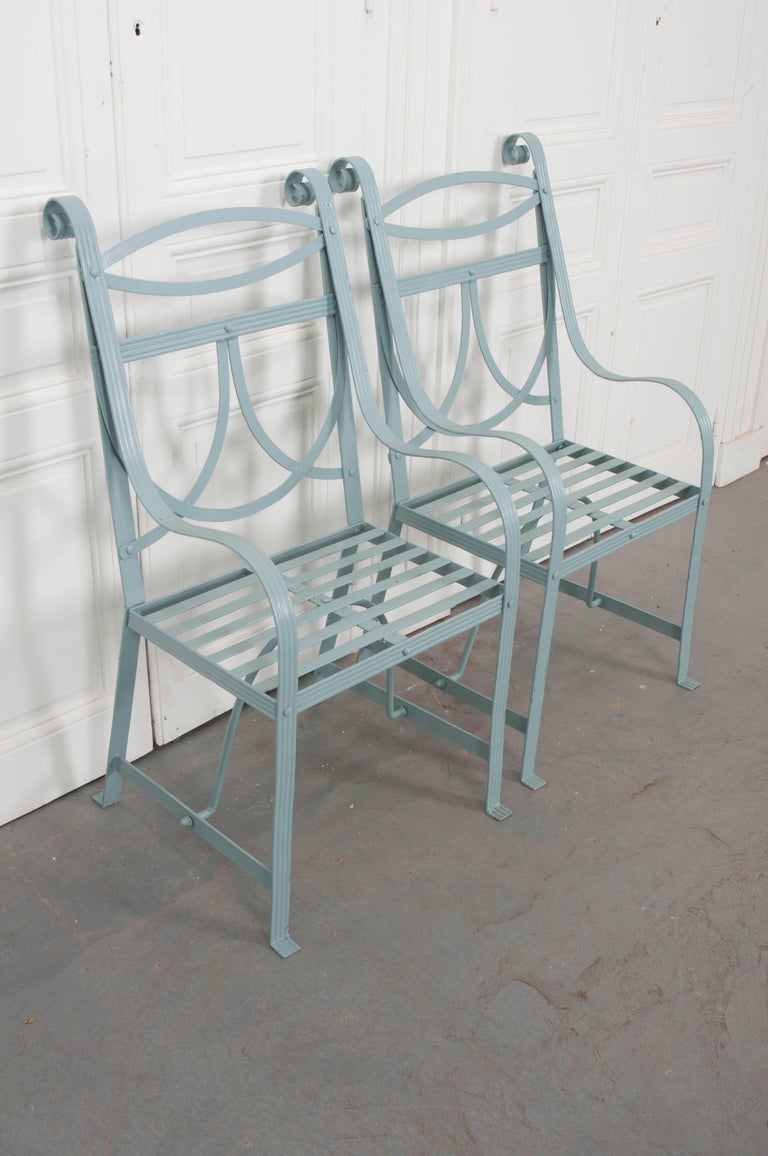 Pair of English 19th Century Painted Regency Garden Chairs at 1stDibs