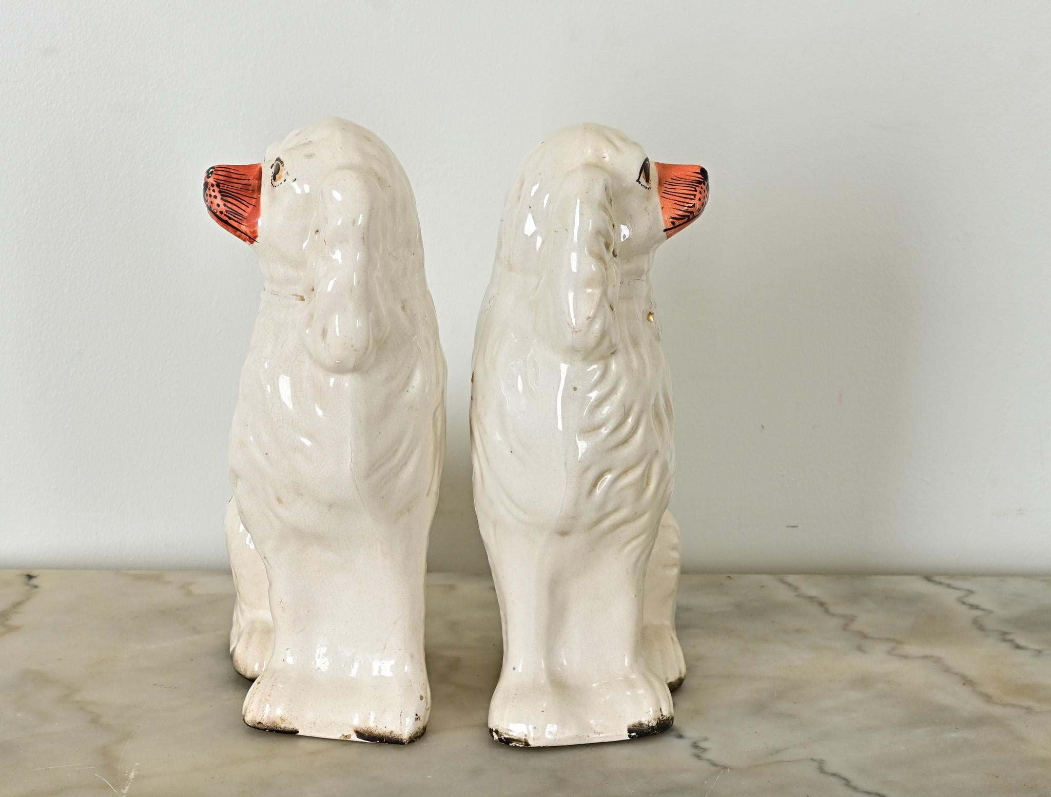 Pair of English 19th Century Staffordshire Spaniels For Sale 2