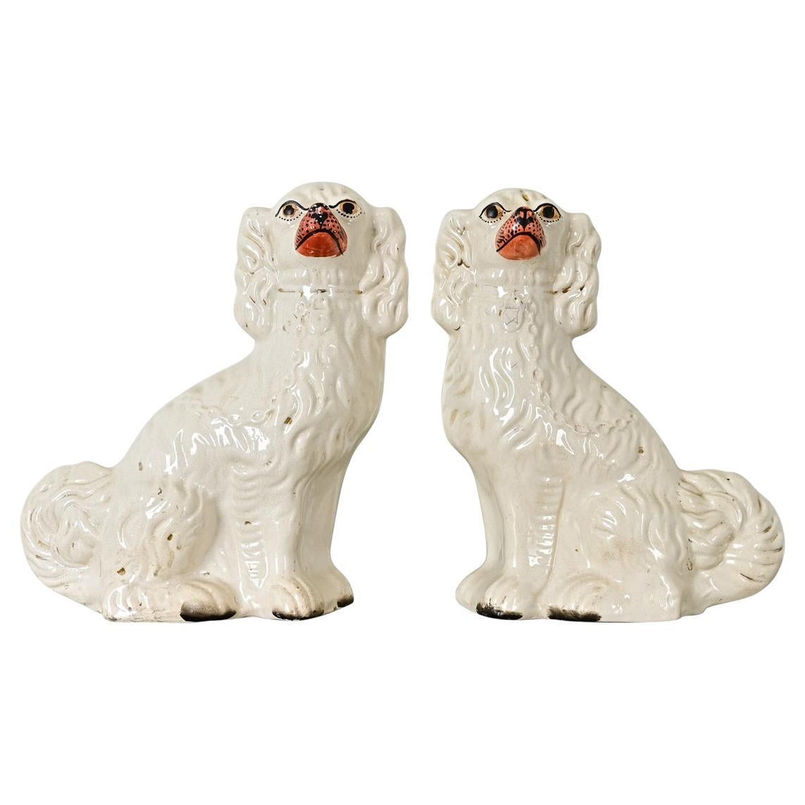 Pair of English 19th Century Staffordshire Spaniels