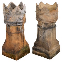 Pair of English 19th Century Terracotta Chimney Pots