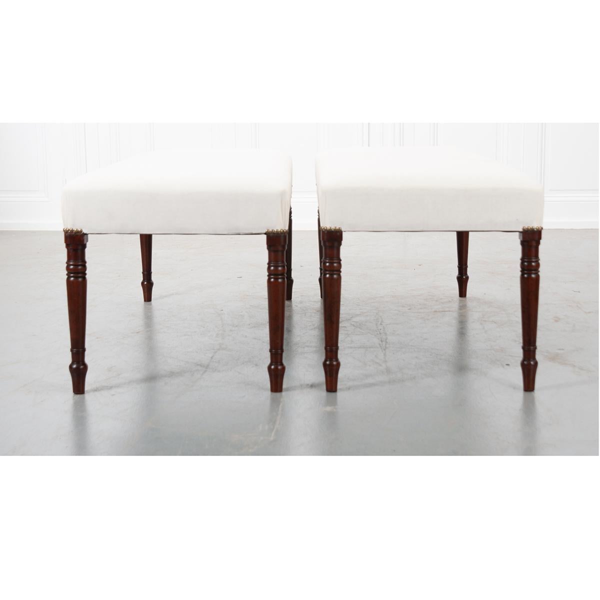 Pair of English 19th Century Upholstered Benches 1