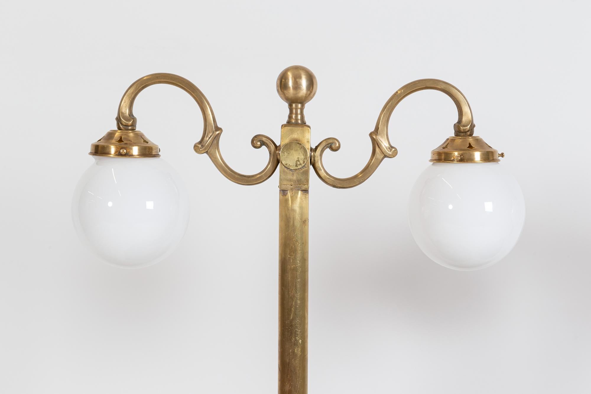 British Pair of English 19thc Brass Library Lamps