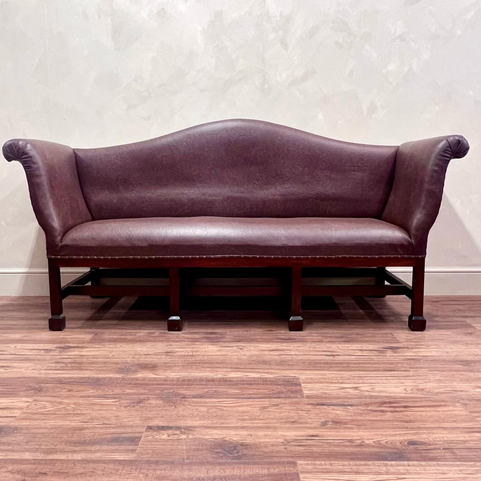 These 8 legged sofas were bespokely made for a country estate in Oxfordshire.
Made in the 70's, upholstered in rexine, these sofas have hardly been sat on, as they were not part of the main living area.
Sitting on a mahogony frame, these can of
