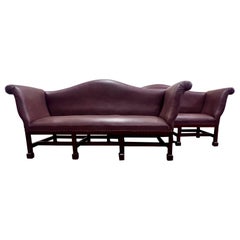 Pair of English 20th C Camel Back Sofas