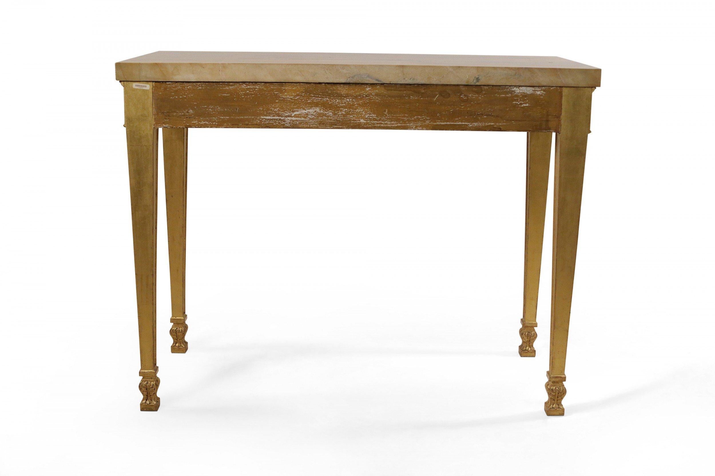 Pair of English Adam Neoclassic Style Giltwood and Marble Console Tables For Sale 2