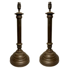 Pair Of English Adam Style Bronze Table Lamps
