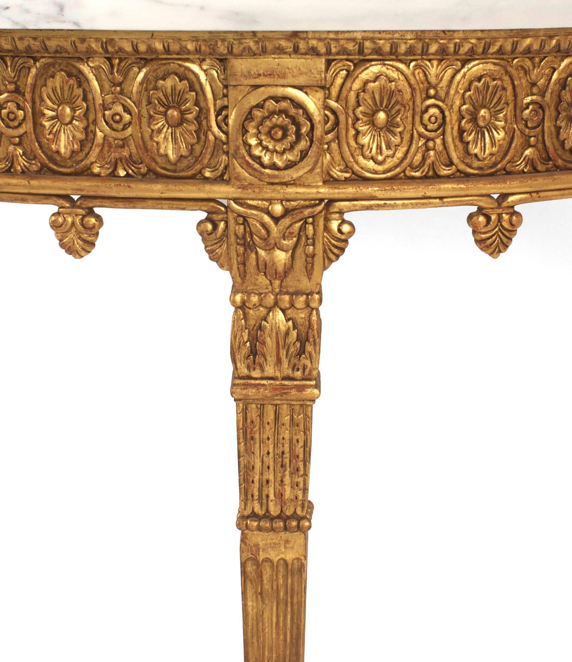 Pair of English Adam Gilt Demilune Console Tables In Good Condition In New York, NY