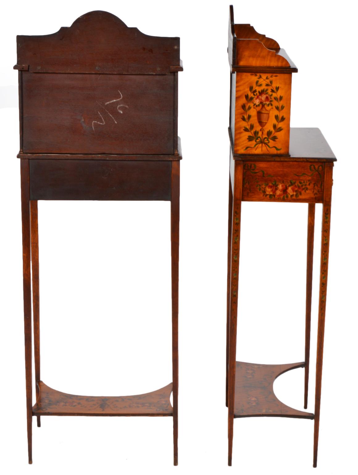 Pair of English Adam Style Painted Satinwood Display Cabinets en Chiffonier 5