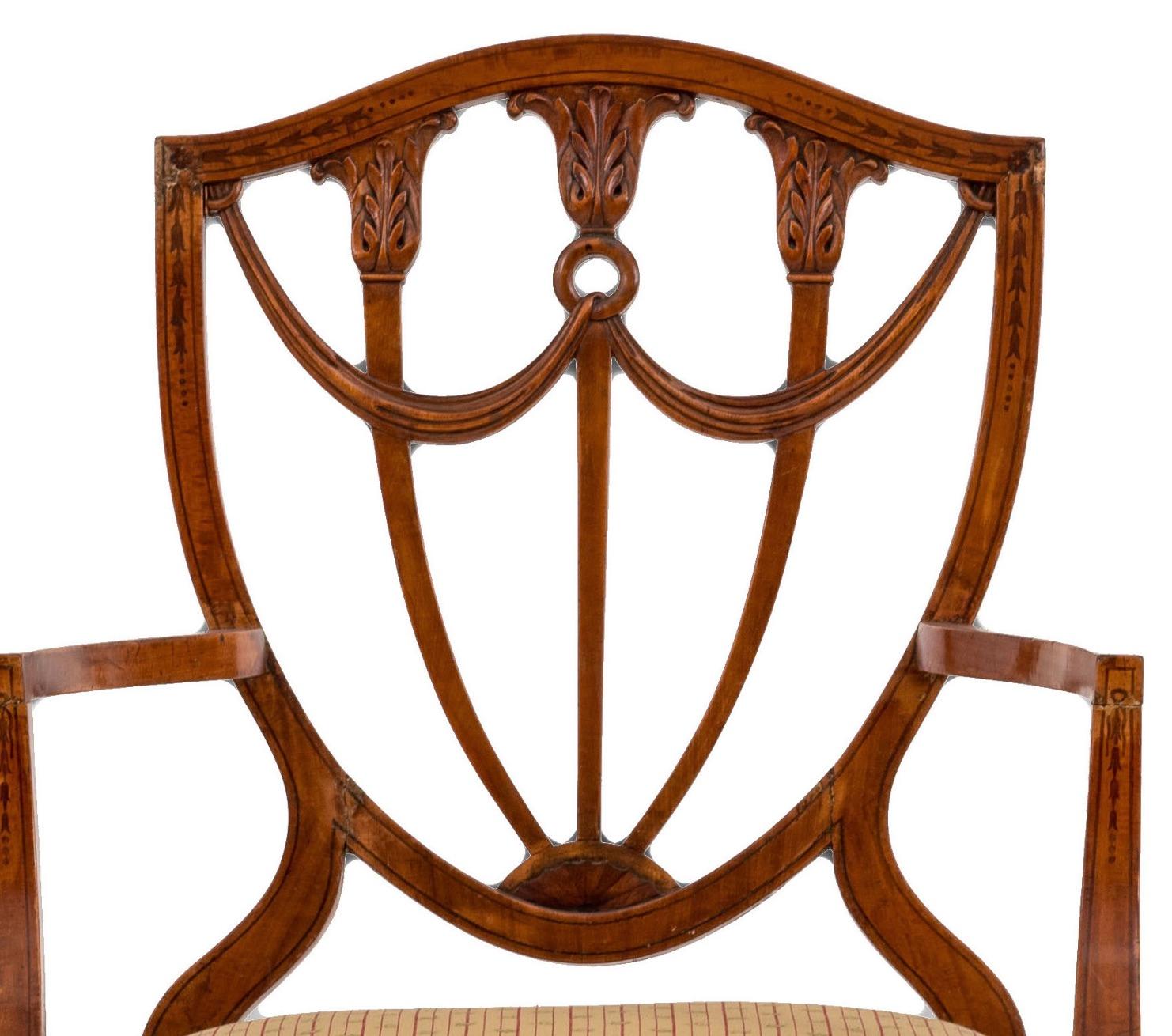 Pair of English Adam Style Shield-Back Chairs In Good Condition For Sale In New York, NY
