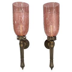 Pair of English Amethyst Sconces