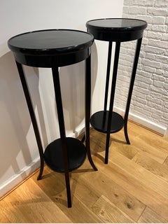 Pair of English Antique Ebonised Wood Plant Stands