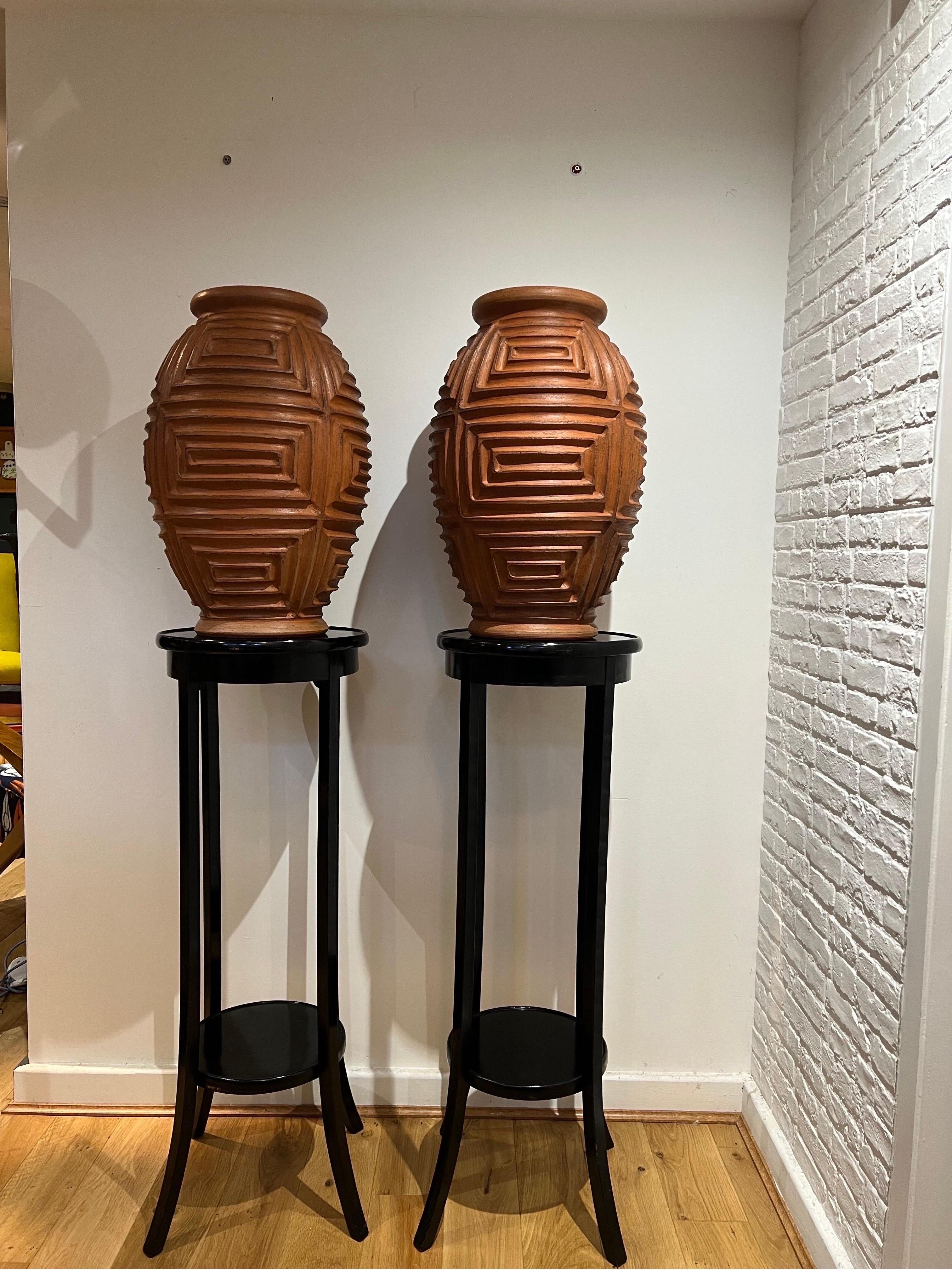 British Pair of English Antique Ebonised Wood Plant Stands For Sale