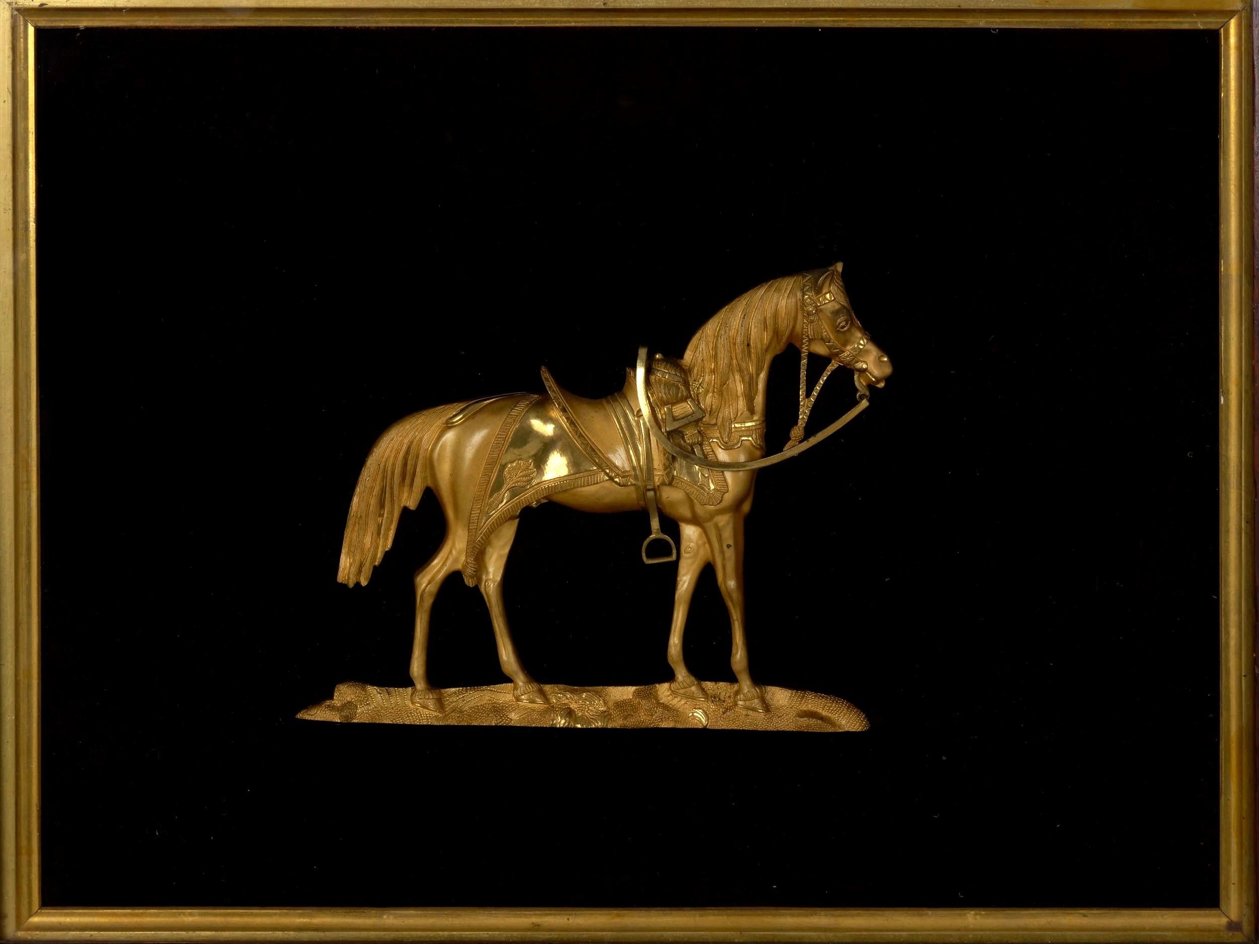Pair of English Antique Gilt Bronze Equestrian Sculpture Plaques, 19th Century 9