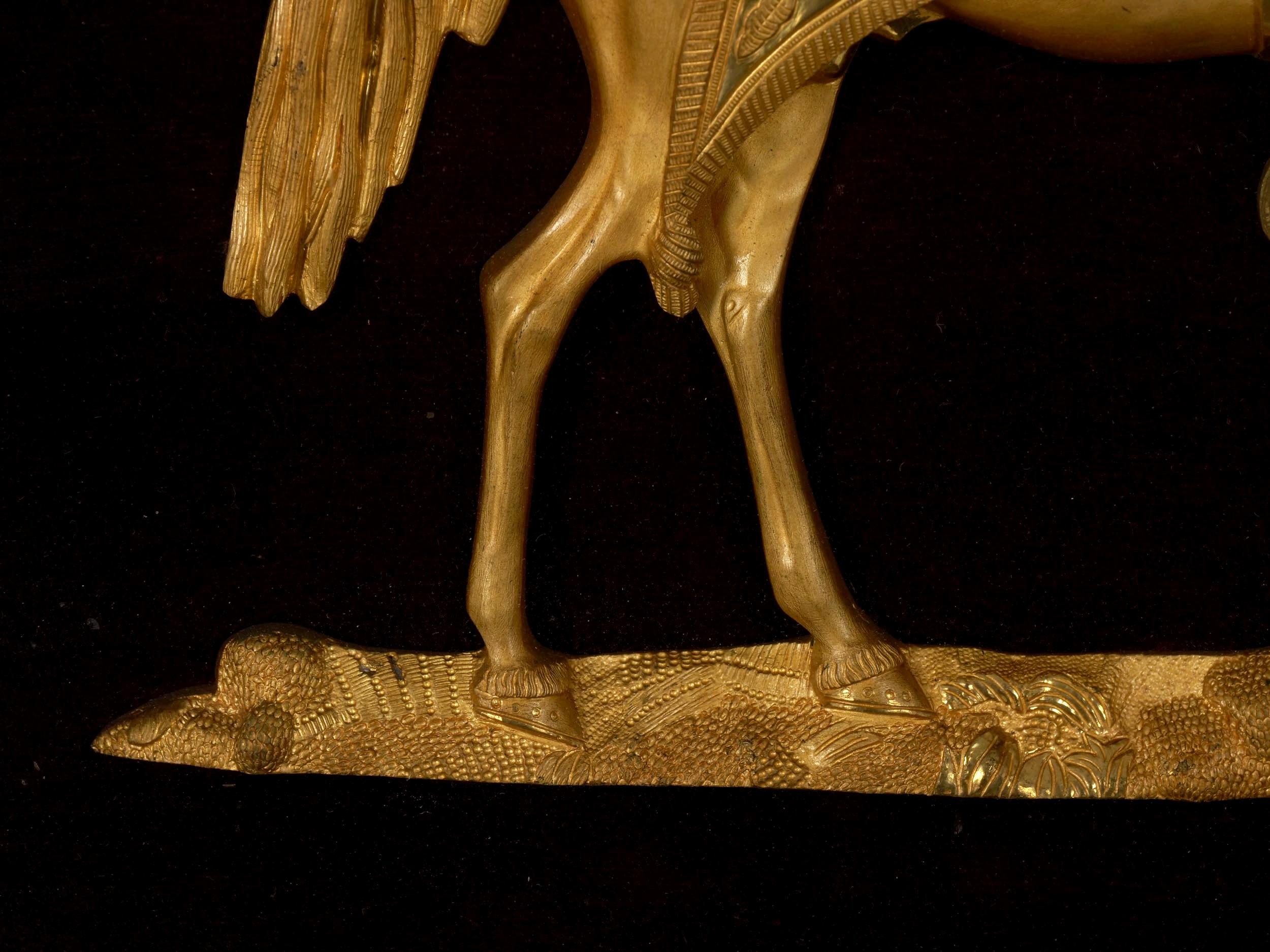 Pair of English Antique Gilt Bronze Equestrian Sculpture Plaques, 19th Century 11