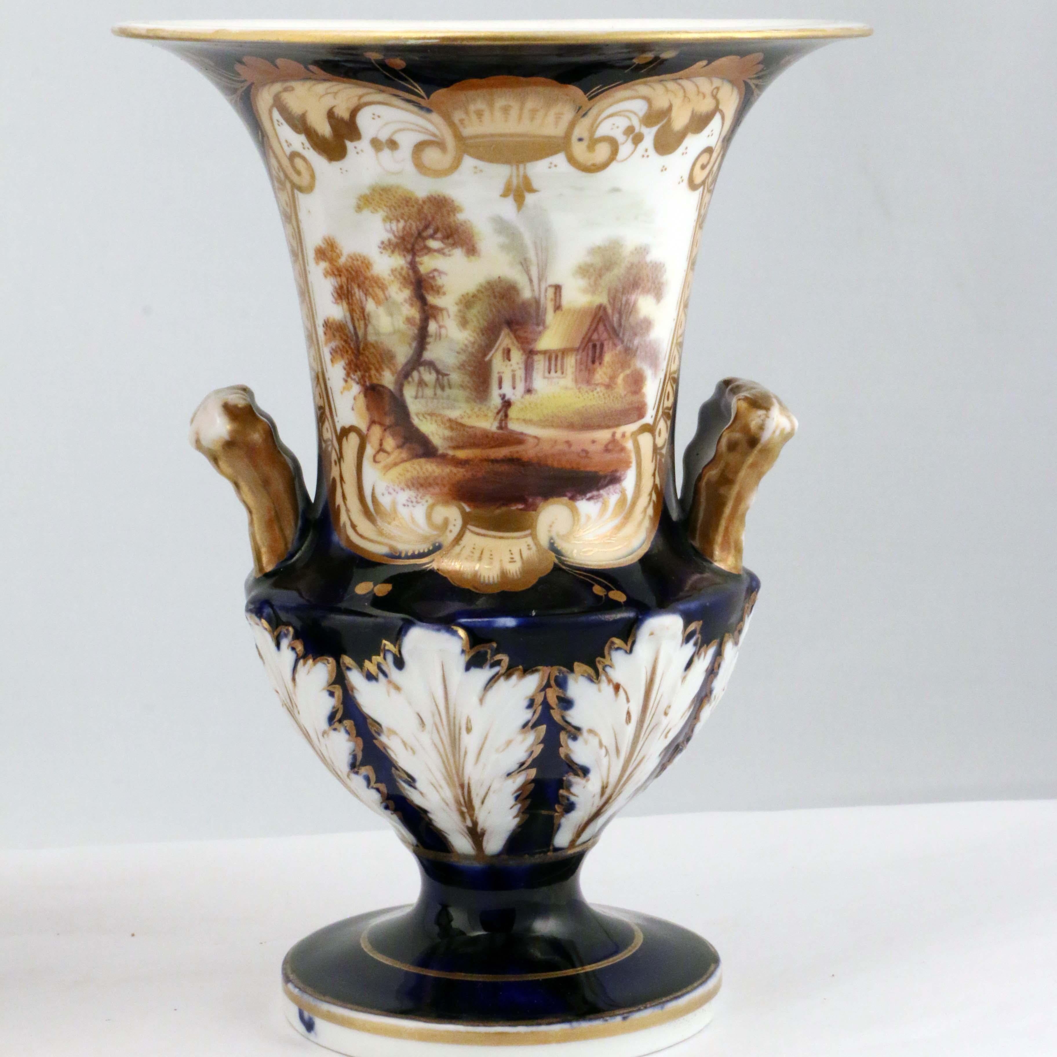 19th Century Pair of English Antique Porcelain Urns For Sale