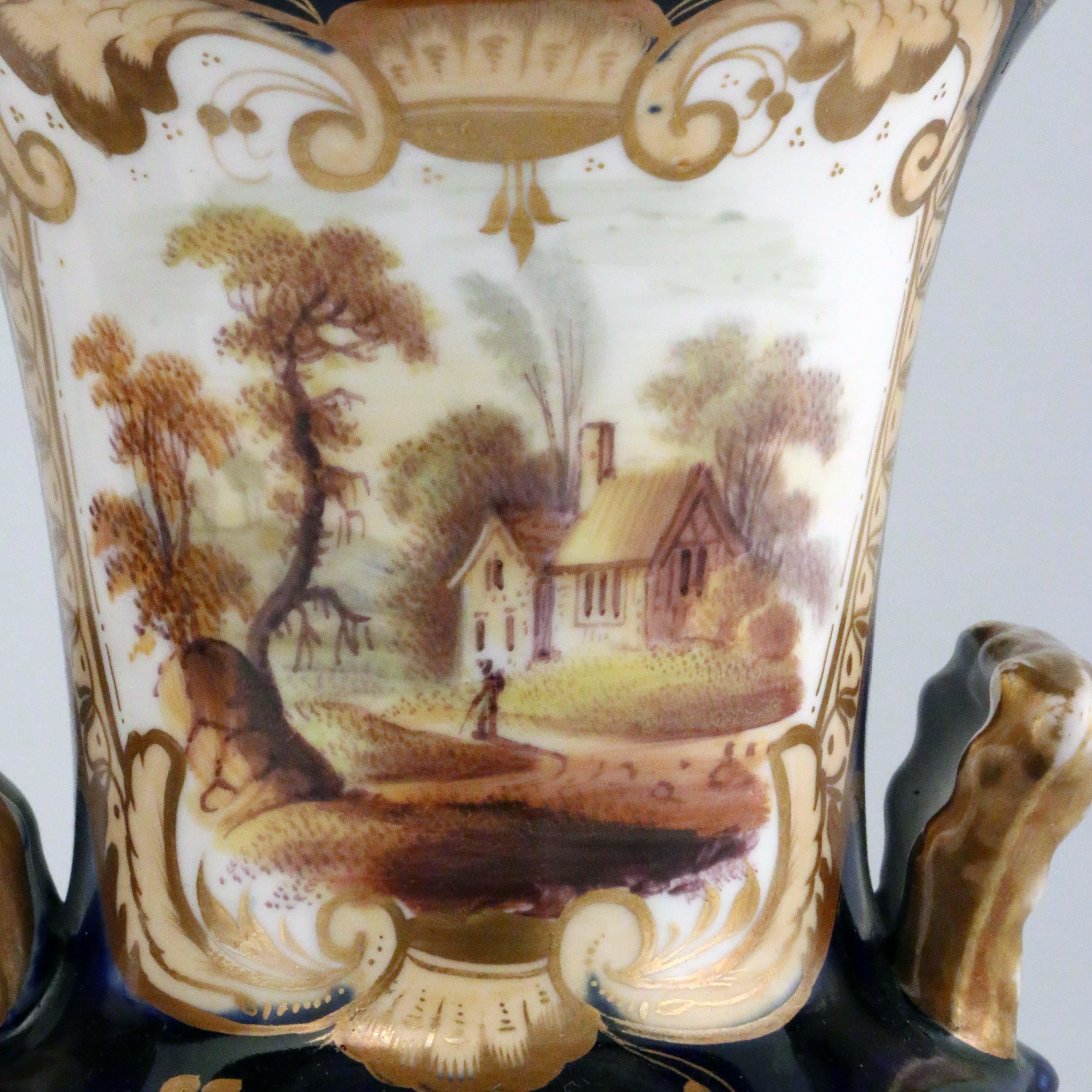 Pair of English Antique Porcelain Urns For Sale 2