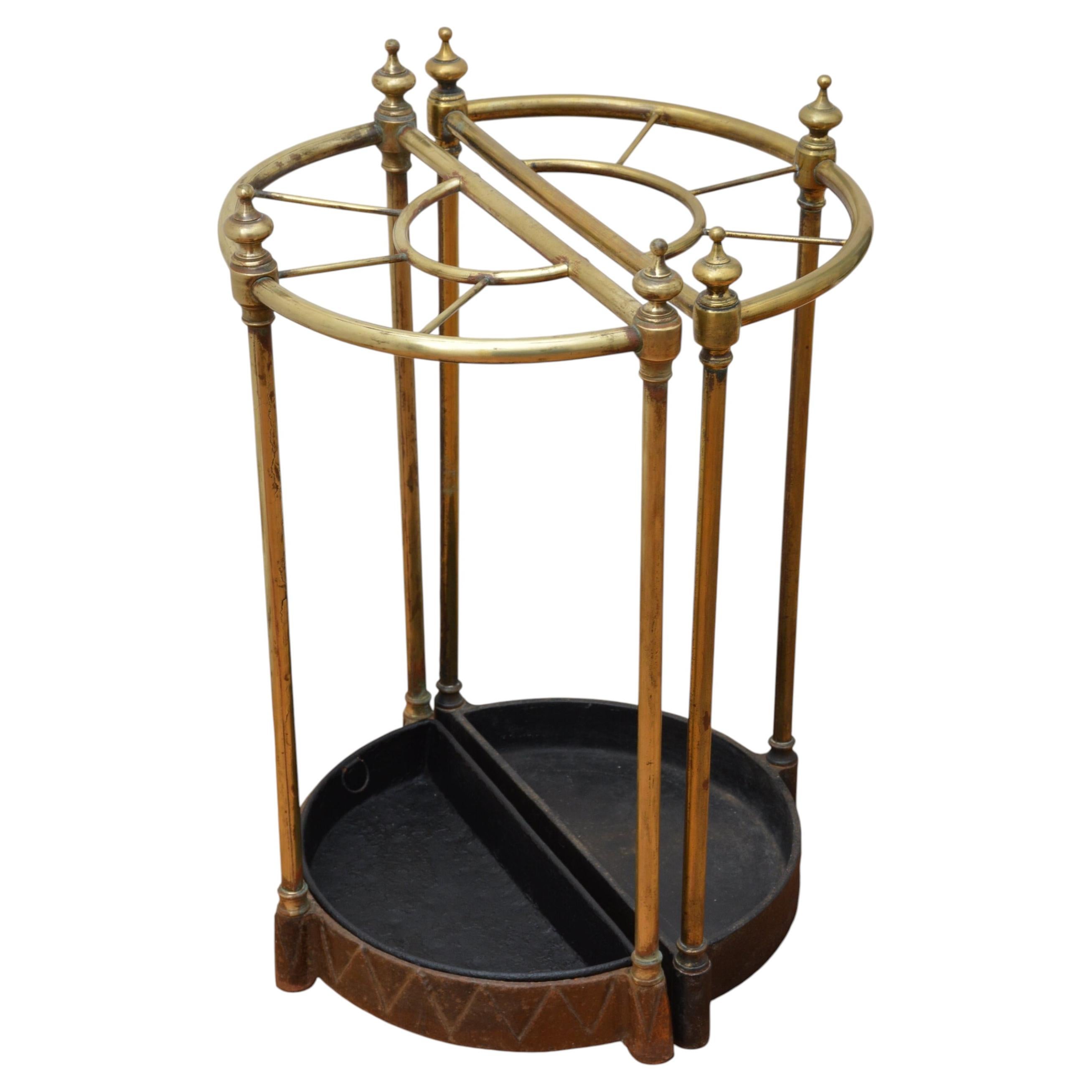 Pair Of English Antique Umbrella Stands in Brass, Victorian c1870s