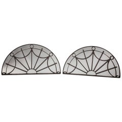 Pair of English Architectural Georgian Iron Fanlights Mirrors