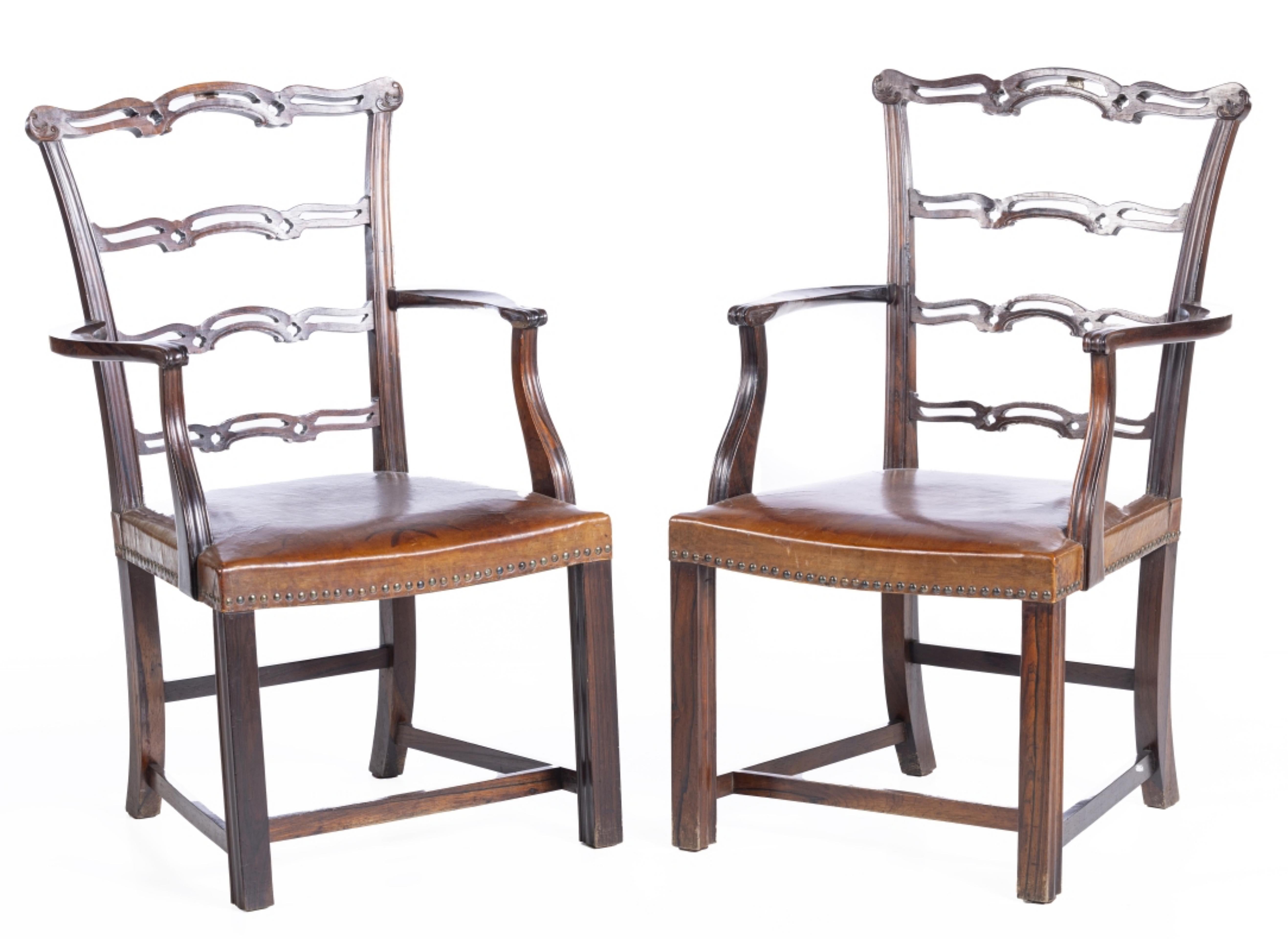 Hand-Crafted PAIR OF ENGLISH ARMCHAIRS  Chippendale, 18th Century For Sale
