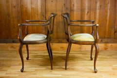 Pair of English armchairs – Chippendale revival, mustard velvet Circa 1900