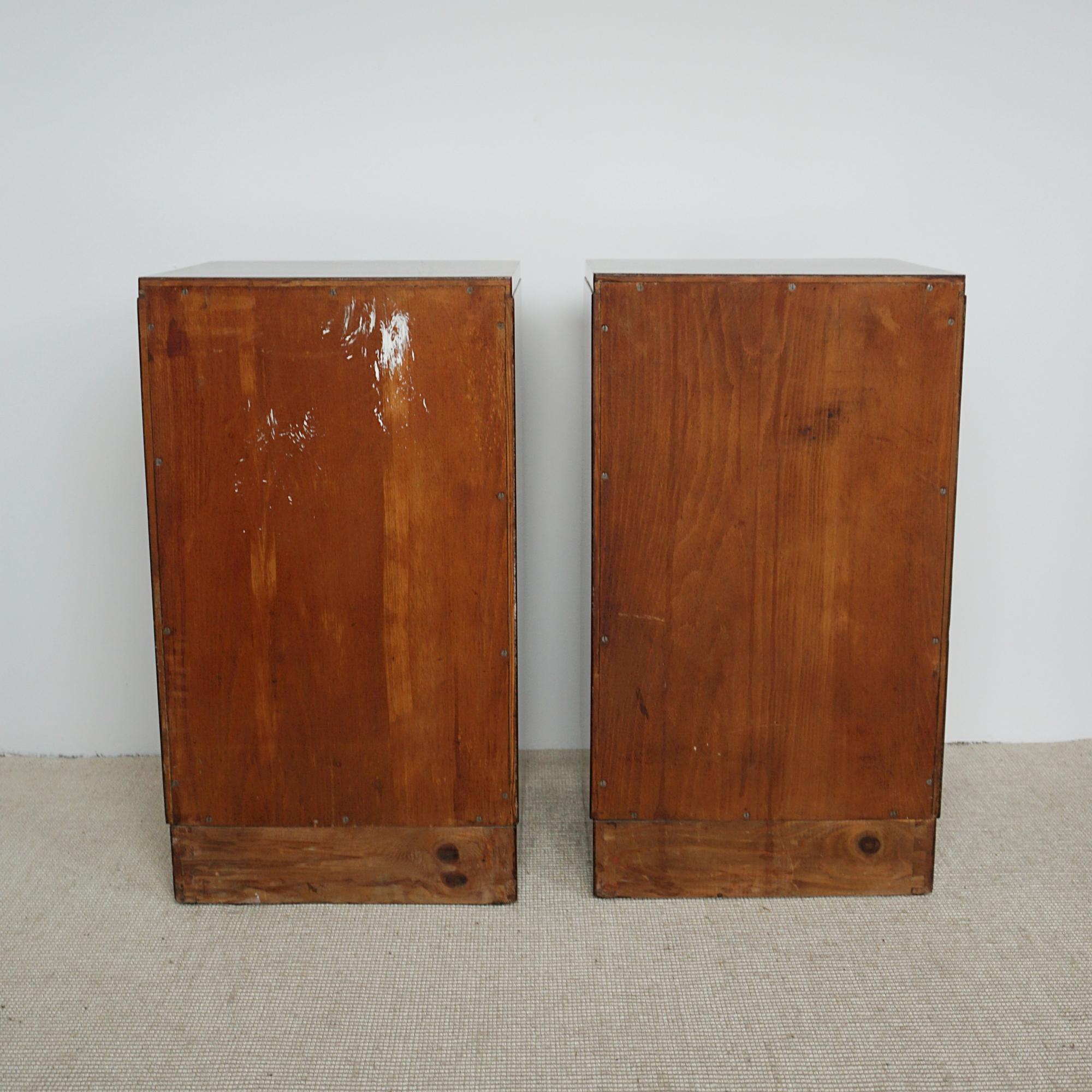 Pair of English Art Deco Burr Walnut Bedside Cabinets  2