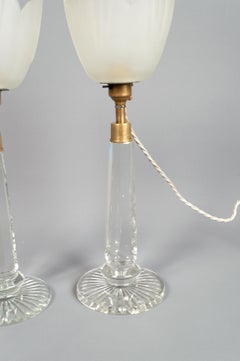 Pair of English Art Deco Crystal Table Lamps C.1920