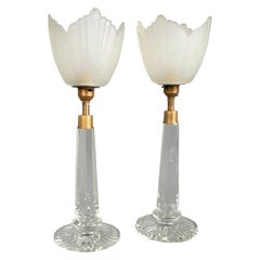 Coppia di lampade da tavolo in cristallo Art Deco inglese C.1920